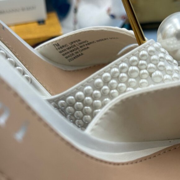 🆕 GIANNI BINI 🧿 NWOB KemaraTwo Embellished Pearl Studded Platform Sandal Sz 7 - Picture 11 of 16